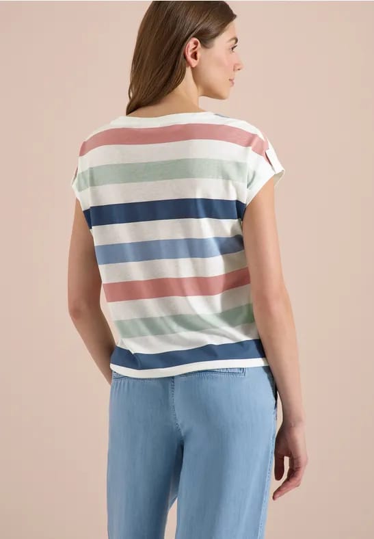 Shirt met ronde hals en omslagdetail