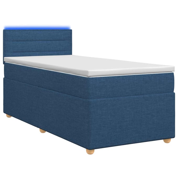 vidaXL - Boxspringbed - met - matras - met - hoofdeinde - Blauw - 100 - x - 200 - cm - Stof