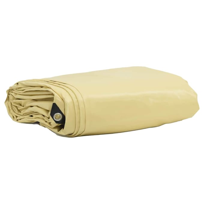 vidaXL - Zeil - 650g - / - m² - Beige - 3 - x - 6 - m - Canvas - met - PVC-coating