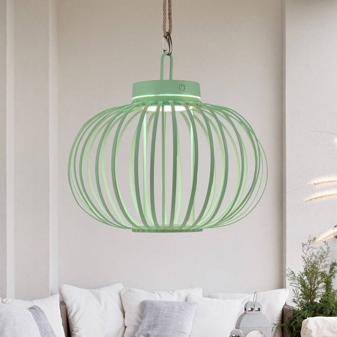 JUST LIGHT. GmbH JUST LIGHT. Akuba LED tafellamp, groen, 33 cm, bamboe