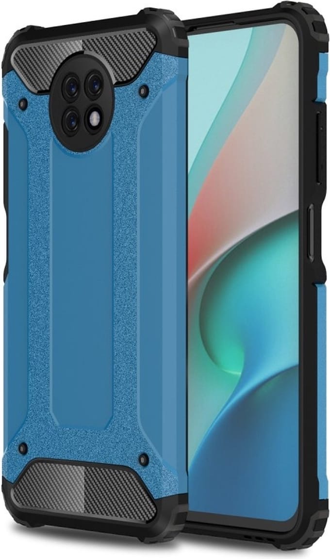 Lunso - Armor Guard backcover hoes - Geschikt voor Xiaomi Redmi Note 9 - Licht Blauw