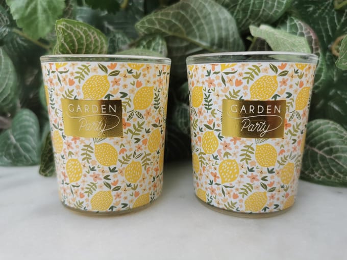 set van 2 Geurtheelichtjes Garden party primerose petals & camelia