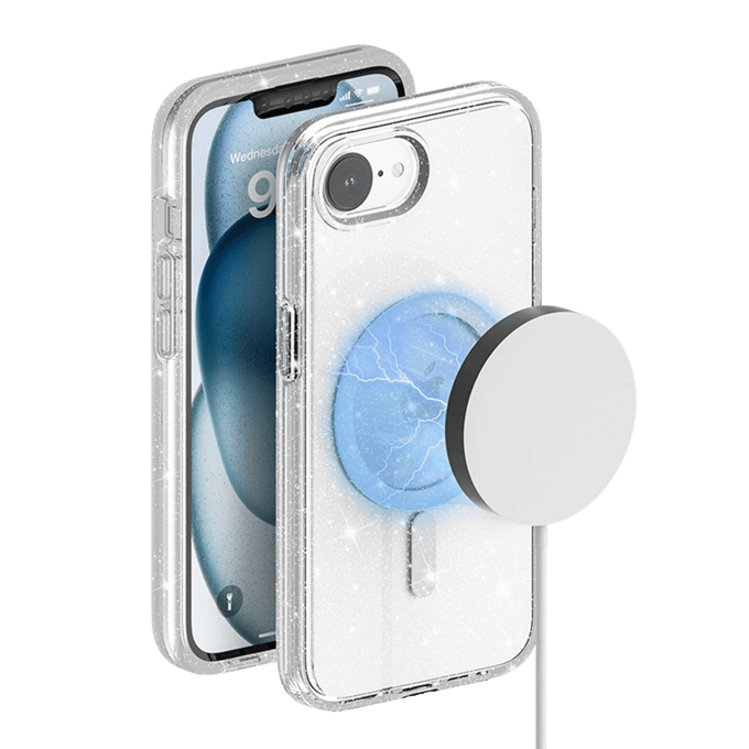 Mocaa Apple iPhone 16e/17e Glitz Magsafe Beschermhoesje Transparant