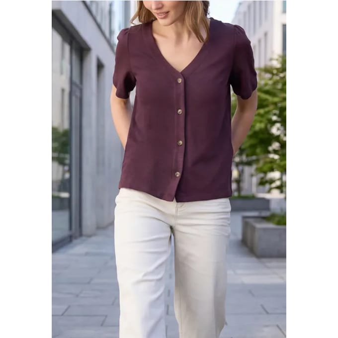 Shirt met V-hals en knoopsluiting