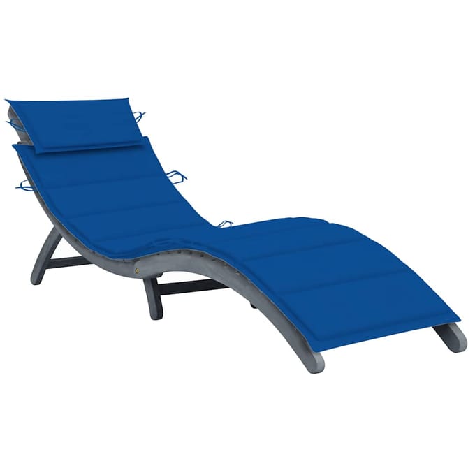 vidaXL - Ligbed - met - kussen - massief - acaciahout - grijs