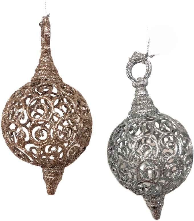 Goodwill Kerstbal Zilver H 16,5 cm  Assortiment van 2 stuks