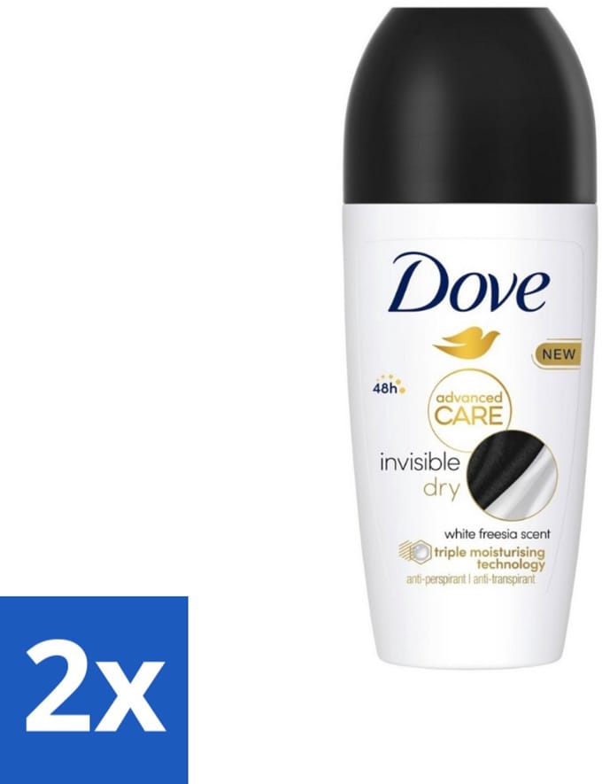 2 x Dove Deodorant Roller - Invisible Dry - 50 ml - Deodorant - Antitranspirant - Dove - Invisible Dry - 48 Uur Bescherming