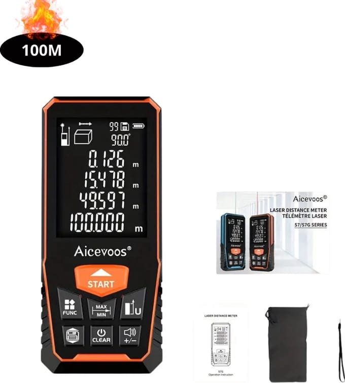 Nivard Laserafstandsmeter - Laser - Afstandsmeter - Afstandmeter - Rangefinder - Digitale Meetlint - Precisiegereedschap - 100 Meter