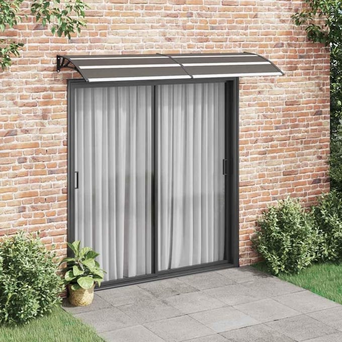 Grote Deurluifel Voordeur Regenkap Polycarbonaat Zwart Transparant 240x75 cm