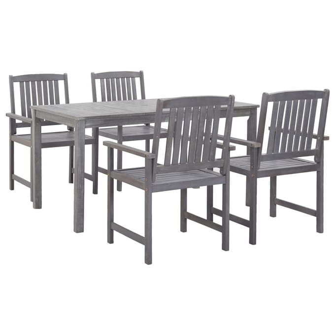 vidaXL - 5-delige - Tuinset - massief - acaciahout - grijs