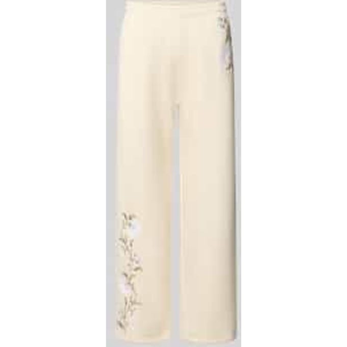 straight fit sweatpants met bloemig borduursel