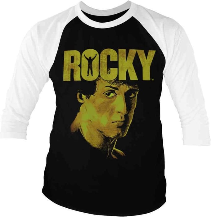 Rocky Raglan top -L- Sylvester Stallone Zwart/Wit