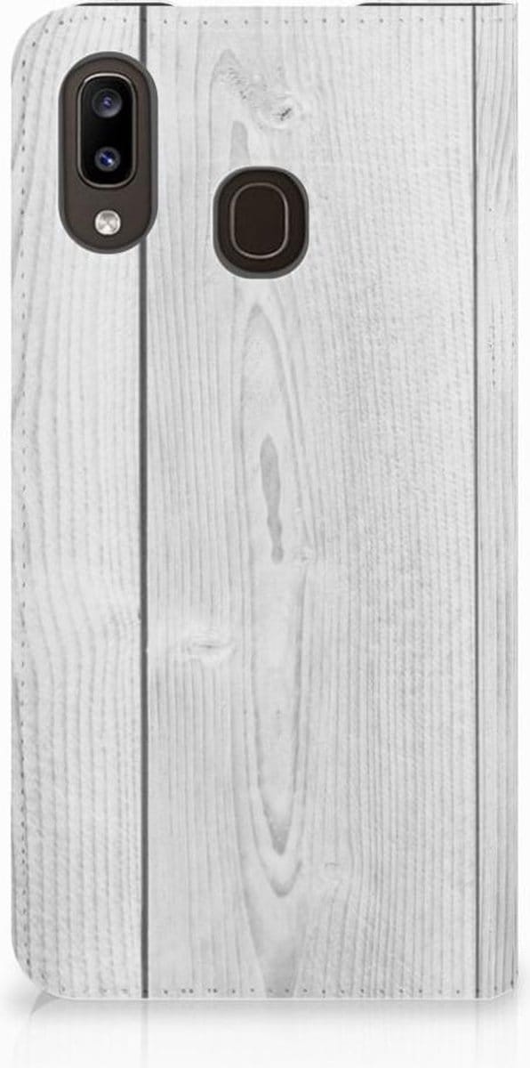 Samsung Galaxy A30 Book Wallet Case White Wood