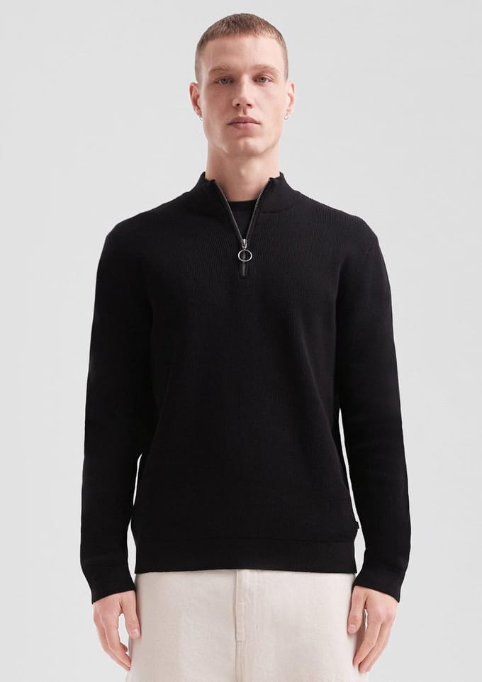 Q/S designed by - Heren pull - Maat L - Mannen - ZWART - katoen