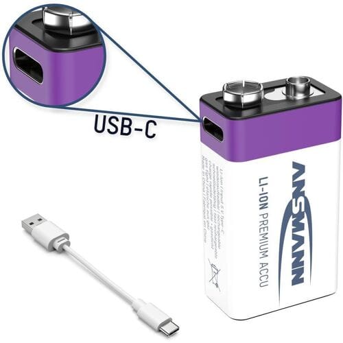 Ansmann Oplaadbare batterij (USB-C) E-Block USB-C Li-ion 9 V 400 mAh 1 stuk(s)