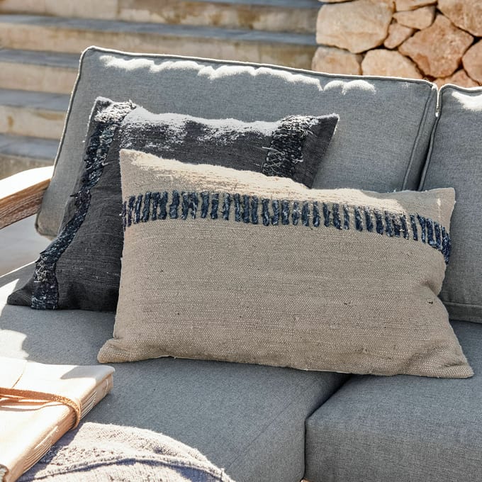LOBERON Kussenhoes set van 2 Foix blauw/beige