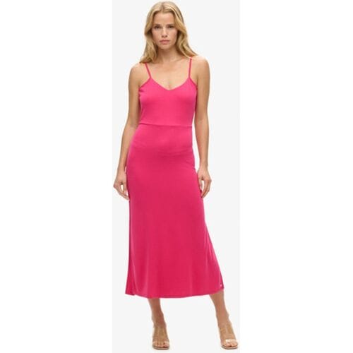 Superdry Jersey Jurk met Open Achterkant Roze Grootte: 36