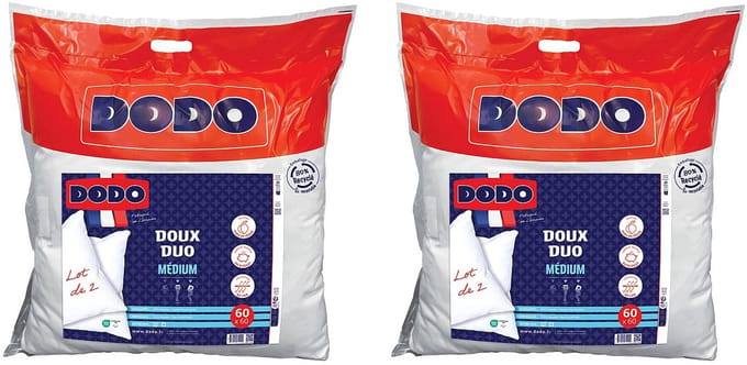 Vente-unique Set van 2 hoofdkussens DODO met perzikhuidgevoel - 60 x 60 cm - DOUX DUO
