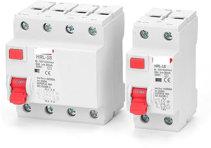 Veiligheidsschakelaar - Stroomonderbreker - Bescherming Circuits - Instelbaar - 4P 10A - Grijs