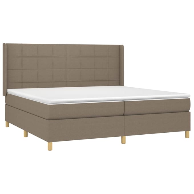 vidaXL - Boxspring - met - matras - stof - taupe - 200x200 - cm
