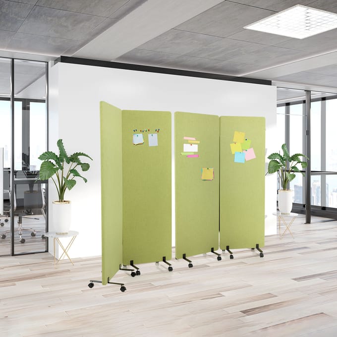 Mobiel akoestisch scheidingswand systeem FLEXMIUT Set van 2 mm groen hjh OFFICE