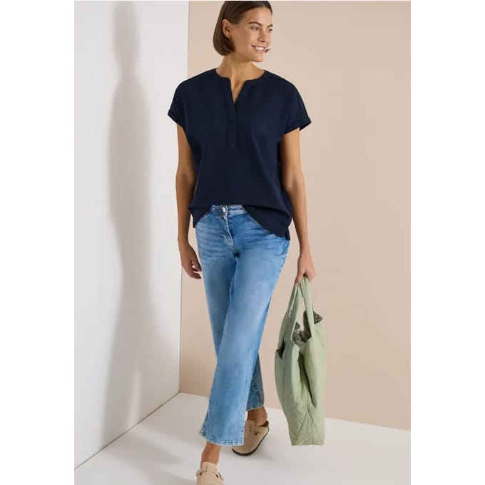 Blouse met overhangende schouders in seersucker kwaliteit
