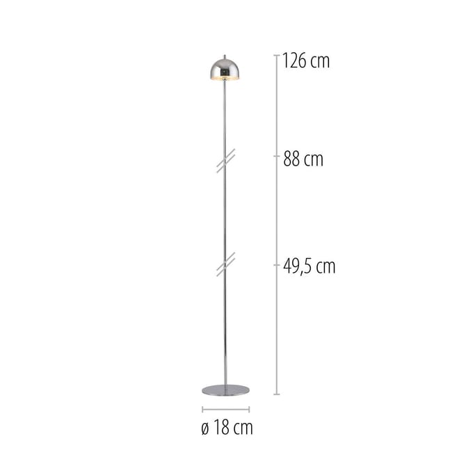 Schöner Wohnen LED vloerlamp op accu Bellis chroom, IP54 3.000K