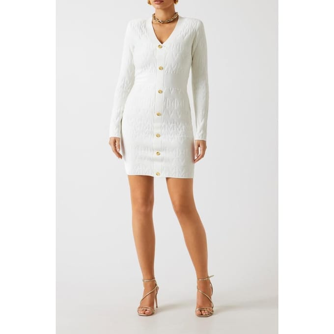 GUESS Adele Logo Chenille Macadamia Taglia: 42 | Abiti Mini Outlet | Donna
