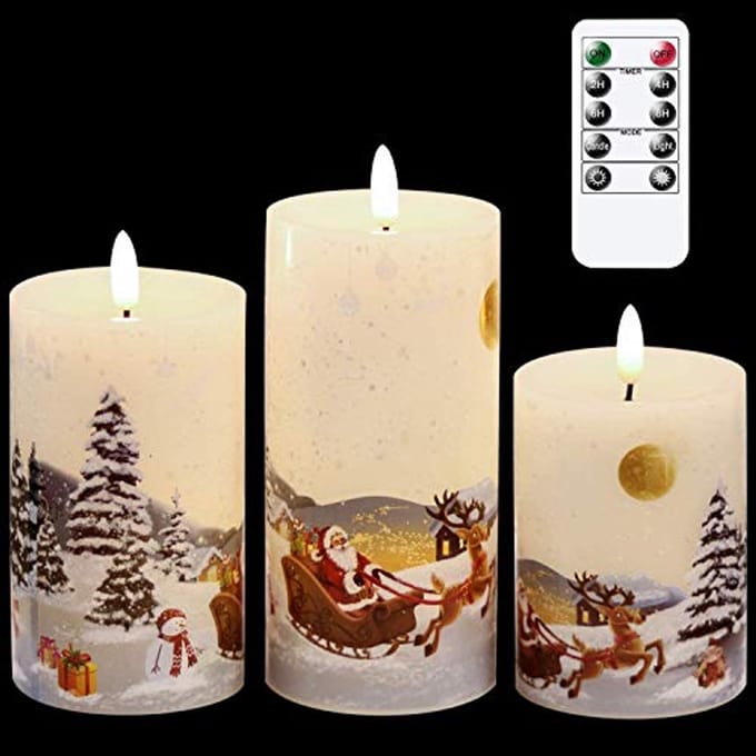 Vlamloze Kerstkaarsen met Afstandsbediening en Timer - Set van 3