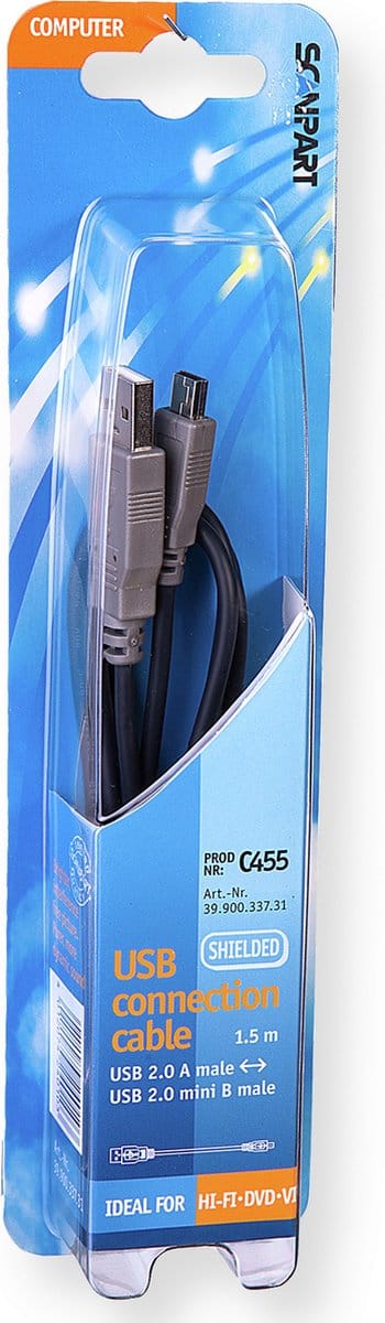 Scanpart Mini USB kabel 1.5 meter - Geschikt voor PS3 - Bepaalde Tom Tom modellen - Universeel