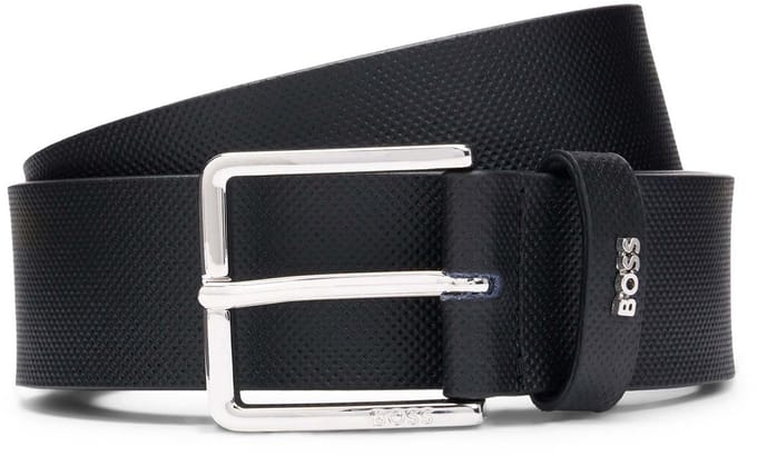 BOSS Leren Riem Ther-BOSS-Piq_Sz35 Belt W90 Black Zwart