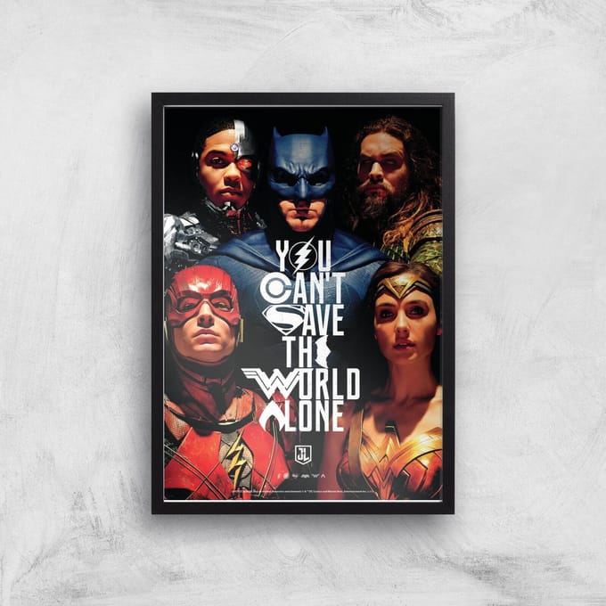 DC Justice League Giclee Art Print - A4 - Black Frame