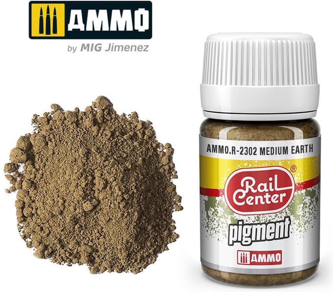 AMMO by Mig Jimenez Modelbouwdecoratie - MIG R2302 Rail Center - Medium Earth - Pigments - 35 ml Effecten potje