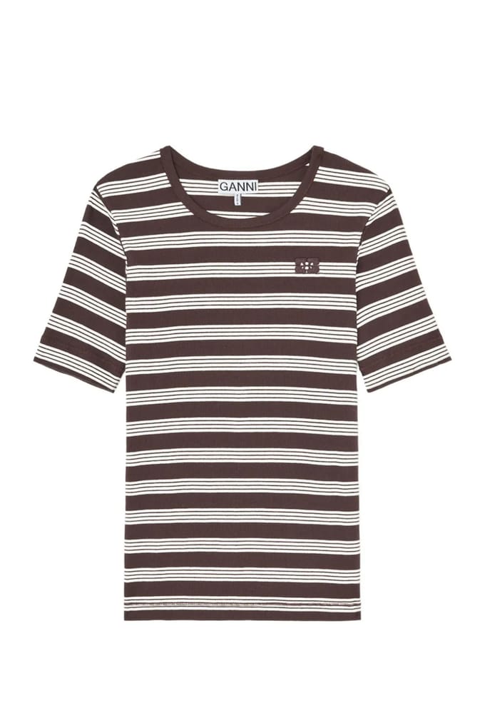 Ganni T-shirt en polo bruin