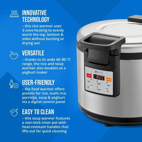 Rijstwarmer - 26 l - digitale temperatuurinstelling: 40 - 80 °C - Royal Catering RCRK-33LS