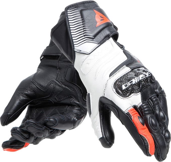 Dainese Carbon 4 Long Lady Handschoenen Zwart Wit Fluo Rood - Handschoen