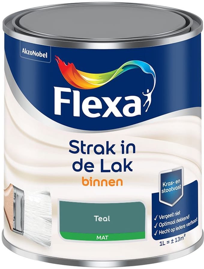Flexa - Strak In De Lak Binnenlak Mat - Teal - Mengverf - 1 L