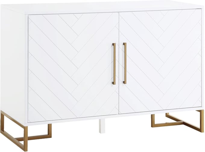 Herringbone-Nachtkastje - 2-Deurs - Wit