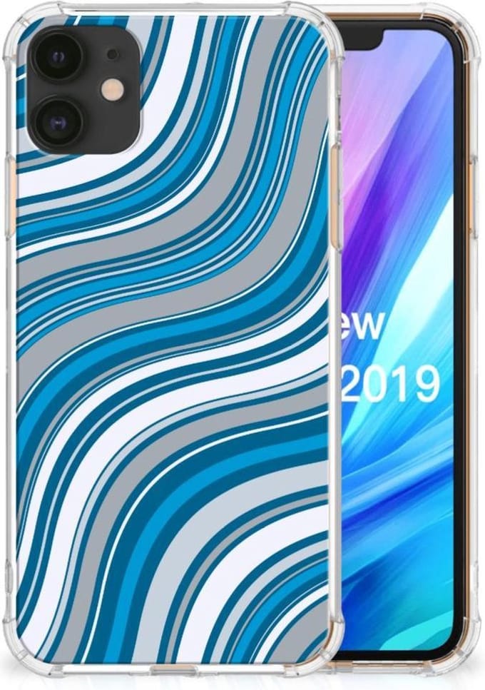 Apple iPhone 11 Doorzichtige Silicone Hoesje Waves Blue