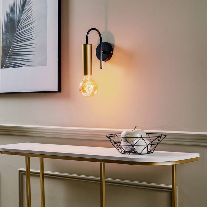 Luminex Wandlamp Loppe, 1-lamp, zwart/goud