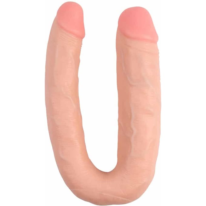 Dubbele Dildo 45 cm gebogen - Huidskleur