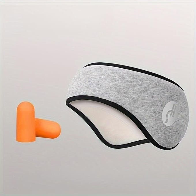 2-in-1 Oogmasker Geluidsdichte Oorkap met Super Sterke Geluidsreductie voor Slapen Snurken en Geluidspreventie grijs
