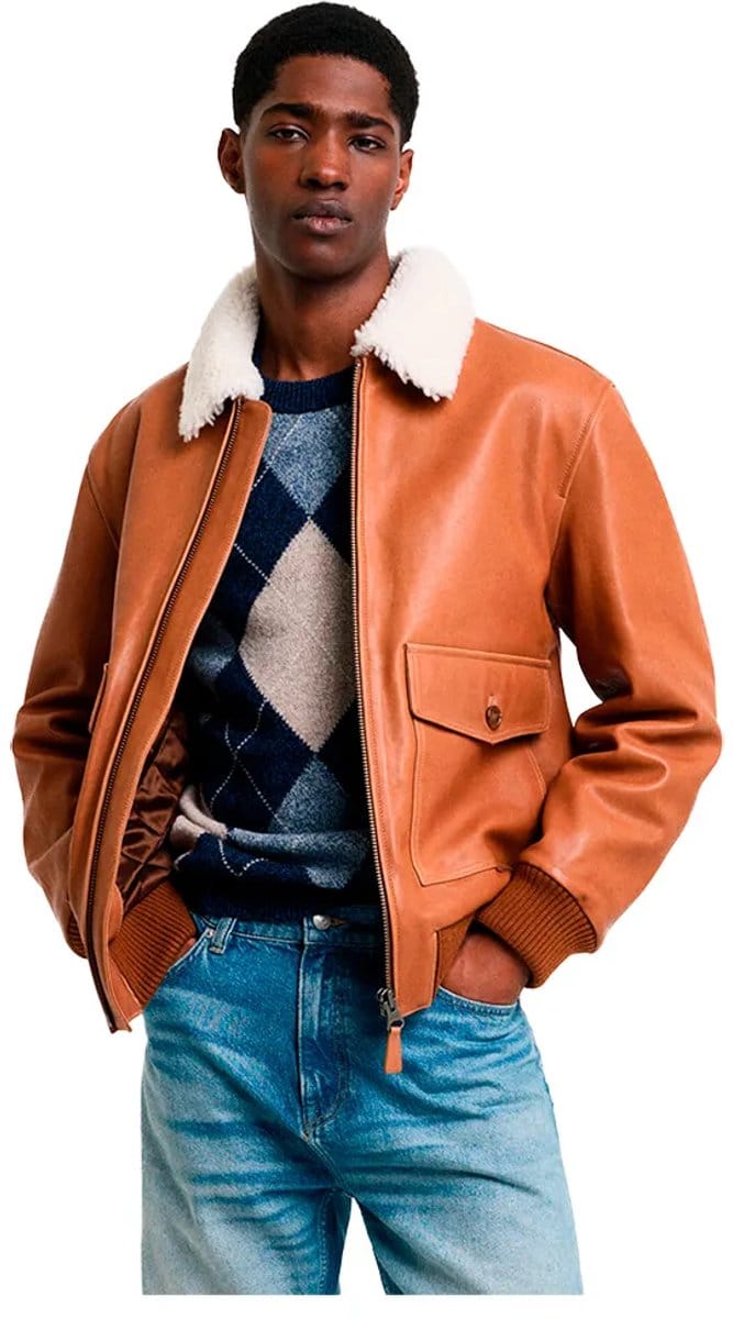Gant 7006461 Leren Jas Bruin S Man