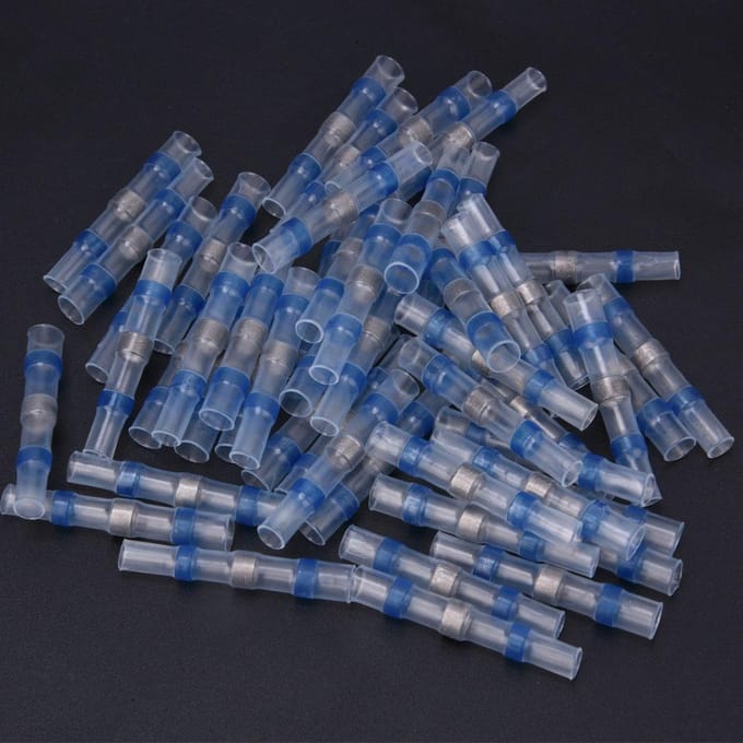 50 stuks Krimpbare Stootverbinder Terminal Waterdicht Wit Soldeermouw Elektrische Benodigdheden
