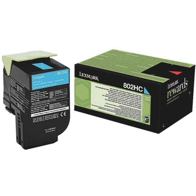 Lexmark 80C2HC0 (802HC) Toner Cyaan Hoge capaciteit