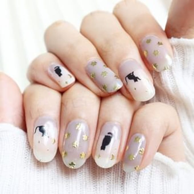Lunacaca - Midnight Cat Beneath The Sky Nail Art Stickers 24 pcs