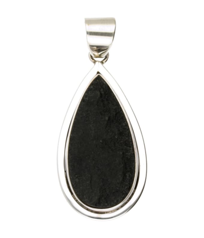Zilveren Zwarte Jade edelsteen druppel groot hanger
