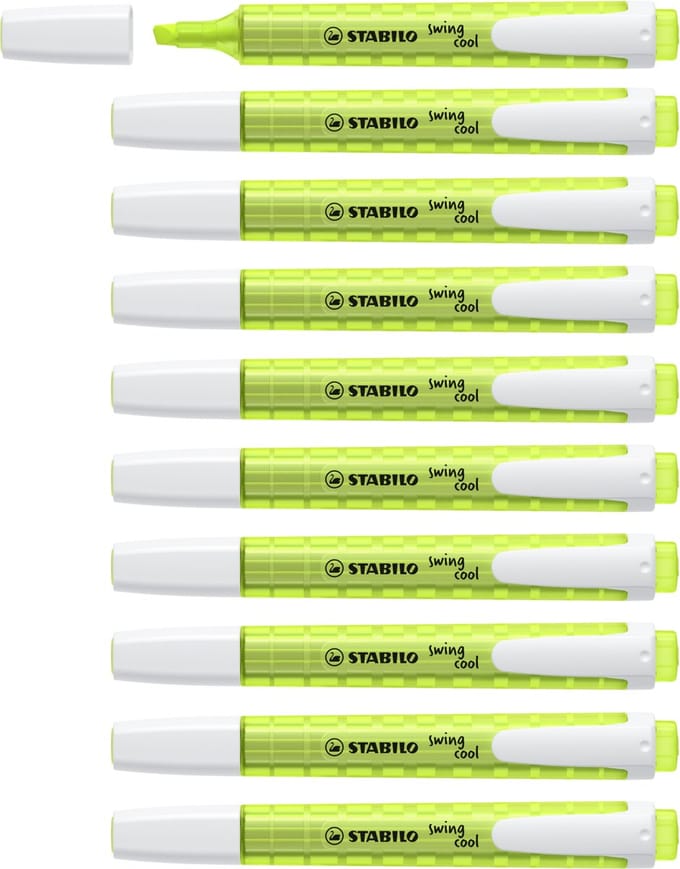 STABILO swing cool - Markeerstift - Perfect Voor Onderweg - Geel - Doos 10 stuks