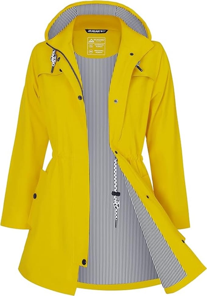 Daity Regenjas dames lang | waterdicht en ademend met capuchon voor buiten - Maat S