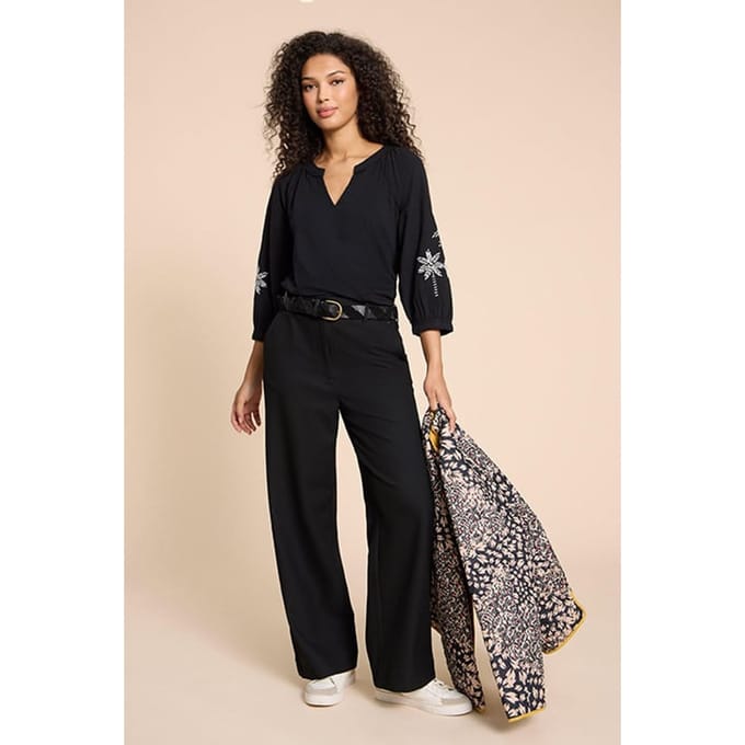 White Stuff Millie Mix Embroidered Top Black Taglia: 6 | Magliette intime Outlet | Donna | Nero